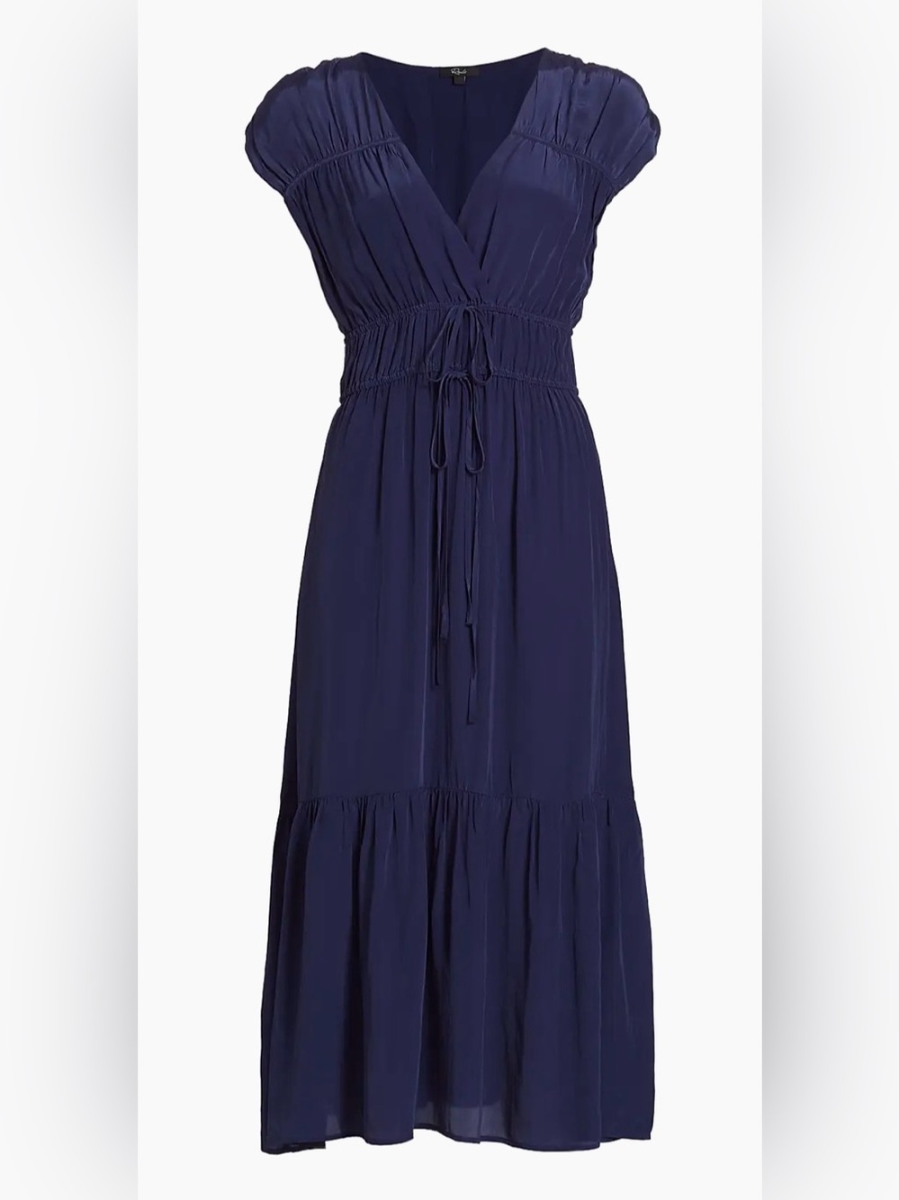 Rails Aletta Dress Admiral Navy Blue Tie Waist V Neck Sleeveless Midi Small S - Picture 5 of 11